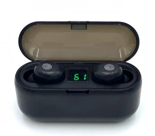 Классные беспроводные наушники TWS F9 с цифровым зарядным кейсом и Bluetooth 5.0, цвет черный, GN15 - фото 1 - id-p1725472511