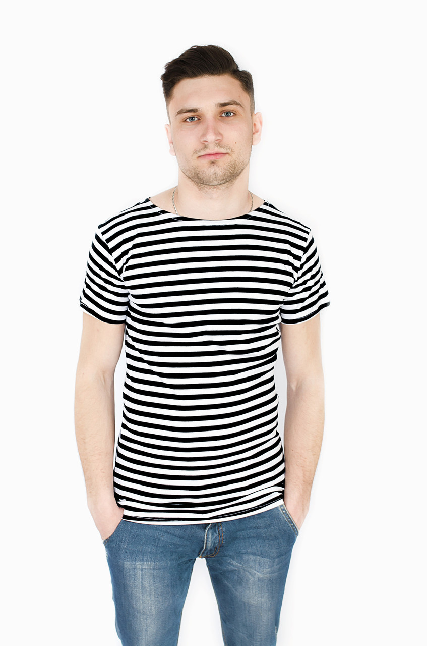 Футболка тільник Розмір 42 Чорна смужка 100% бавовна Одеські тільняшки, фото 1