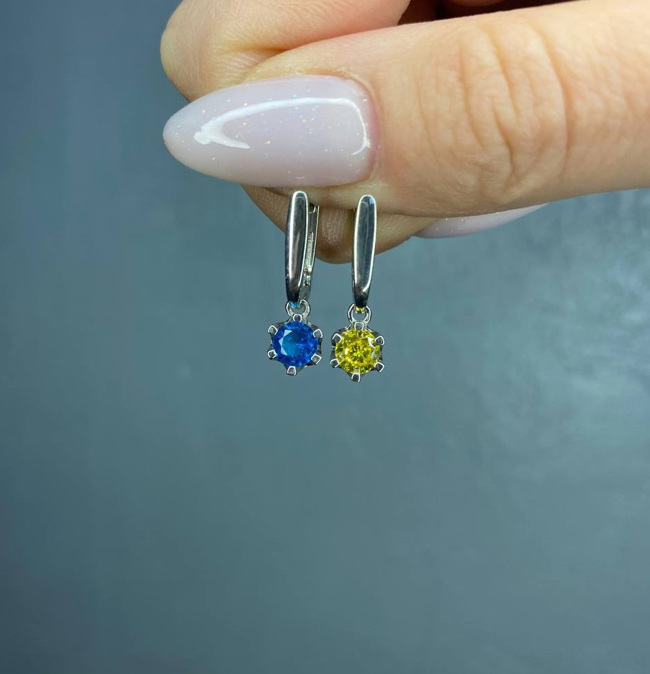 Срібні сережки Патріотичні Краплинки