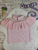 Дитяча блуза для дівчинки кольору пудра з рюшами Розмір 128