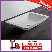 Раковина накладна 60 см кам'яна Solid surface Volle 13-40-859 умивальник накладний 59*34 см