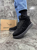 Мужские зимние кроссовки с мехом STILLI Черные замшевые Зима Зимняя мужская обувь 43