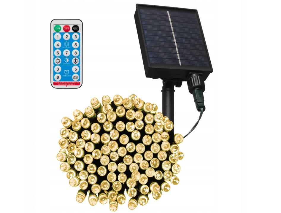 Вулична сонячна автономна гірлянда LED CELINO 20 м 101–200 ламп теплий білий