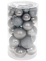 Набор елочных шаров, цвет - серебро, 40шт - 6см / Новогодние шары / шарики на елку