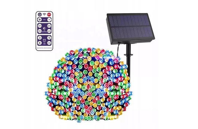 Вулична сонячна автономна гірлянда LED CELINO 20 м 101–200 ламп MULTICOLOR Bat.Li-On, фото 1