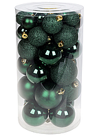 Набор елочных шаров, цвет - темно-зеленый, 40шт - 6см / Новогодние шары / шарики на елку