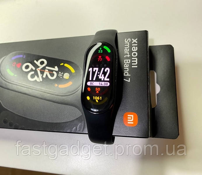 Фітнес Браслет Mi band 7 Xiaomi BLACK CN Укр мова годинник Бенд 7 браслет