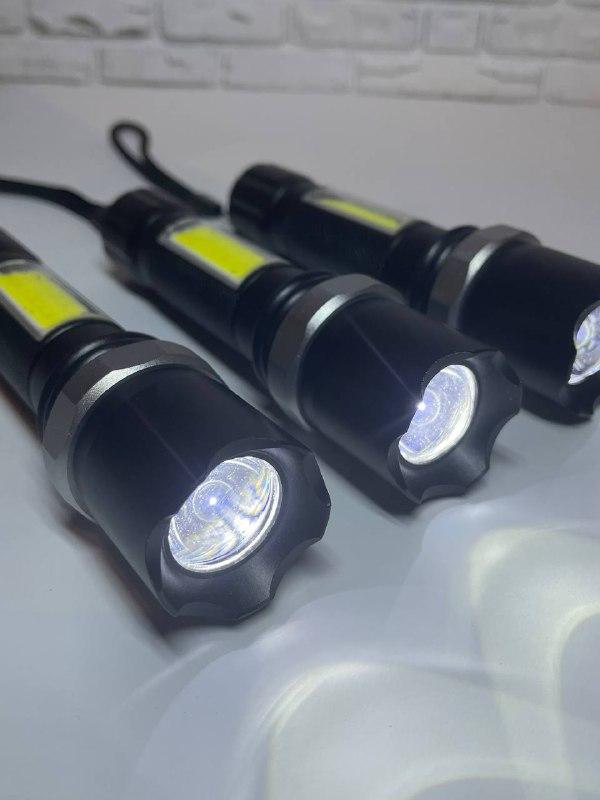 Мощный аккумуляторный LED фонарик TELESCOPIC ZOOM FLASHLIGHT COB+XPE LED - фото 4 - id-p1725594055