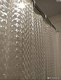 Штора у ванну з ефектом 3D шторка для ванної біло-прозора, фото 6