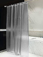 Штора в ванную с эффектом 3D шторка для ванной бело - прозрачная