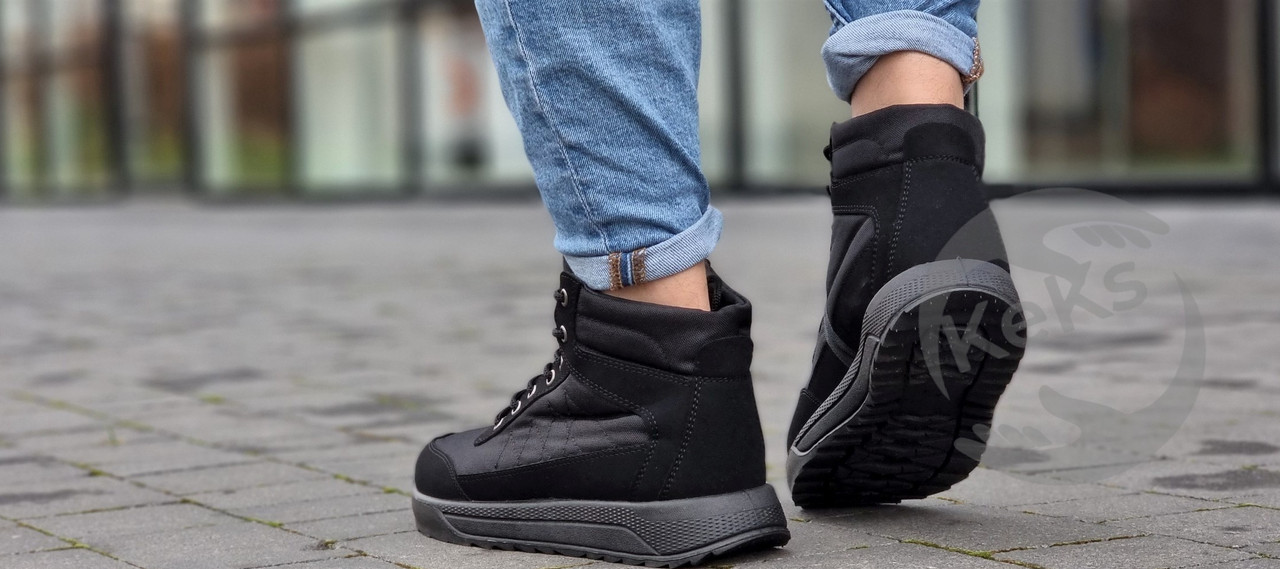 Ботинки мужские зимние черные дутики качественные Черевики чоловічі ...