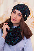 Жіночий зимовий об'ємний теплий в'язаний шарф-снуд