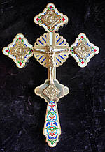 Хрест требний великий у руку фігурний з литими накладками