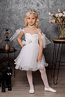 Платье Снежинка Белое нарядное платье для девочки 98-116
