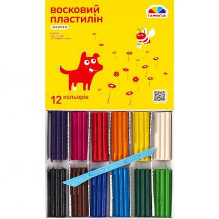 Пластилін восковий "Малята" 12 кольорів, 144 г "Гамма" KNZ, фото 1