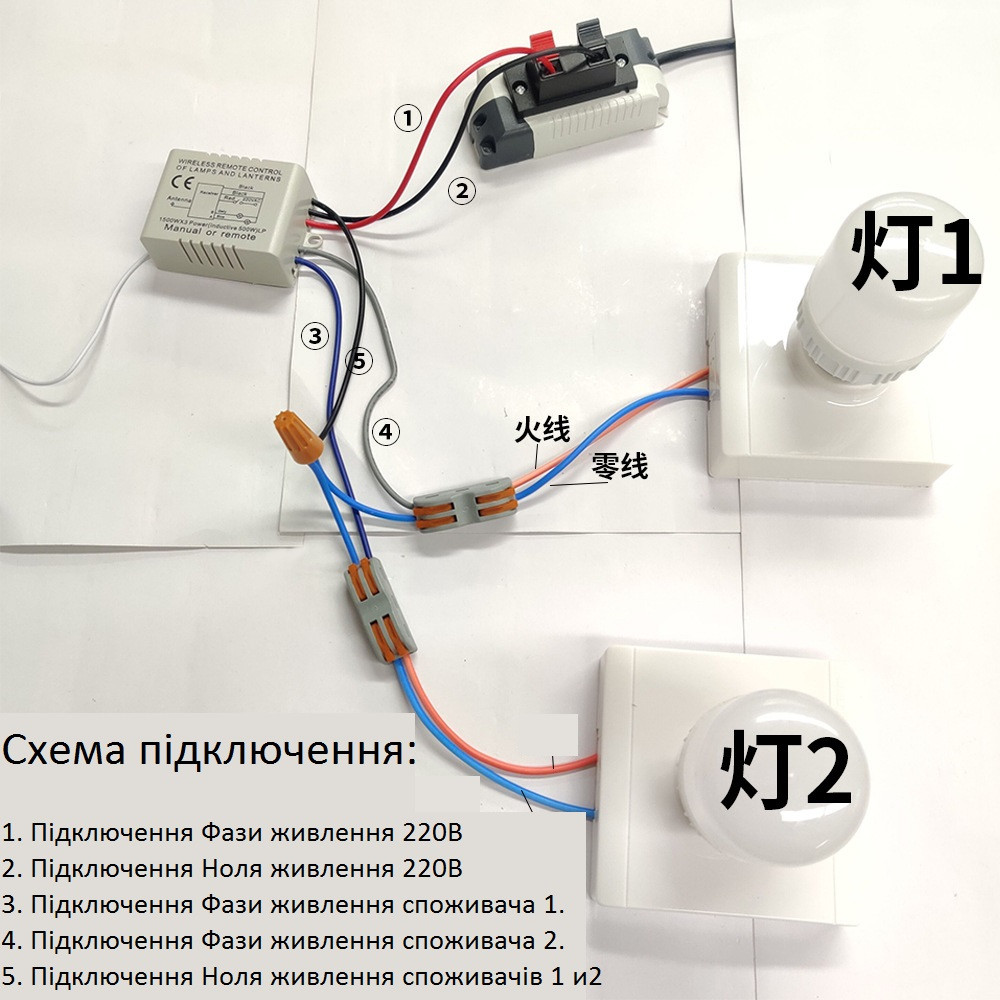 Беспроводное двухканальное реле с радиоуправлением RF 433МГц с пультом ...
