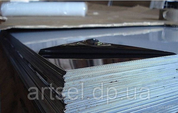 Аркуш неіржавкий 2,0 мм (1,25х2,5) BA+PVC 304 дзеркальний, фото 1