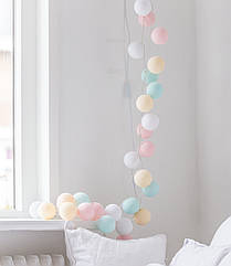 Гірлянда — нічник Cottonballlight 20 кульок у коробці Pastel, мультиколир