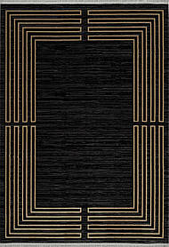 Килим TABOO PLUS DG61C 1,6Х2,3 Чорний із золотим прямокутником 1000000, 3 Х 5 м, Черный с золотым