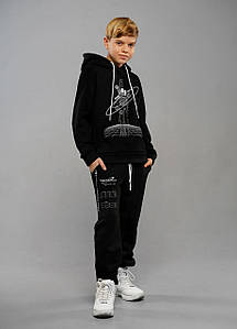 Костюм спортивний для хлопчика підліток дитячий теплий тринітка з начесом Eliot Чорний Tiaren