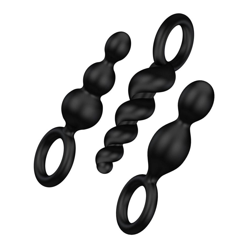 Набір анальних іграшок Satiffyer Plugs Black (набір 3) - COWY CALL, MAX. діаметр 3 см