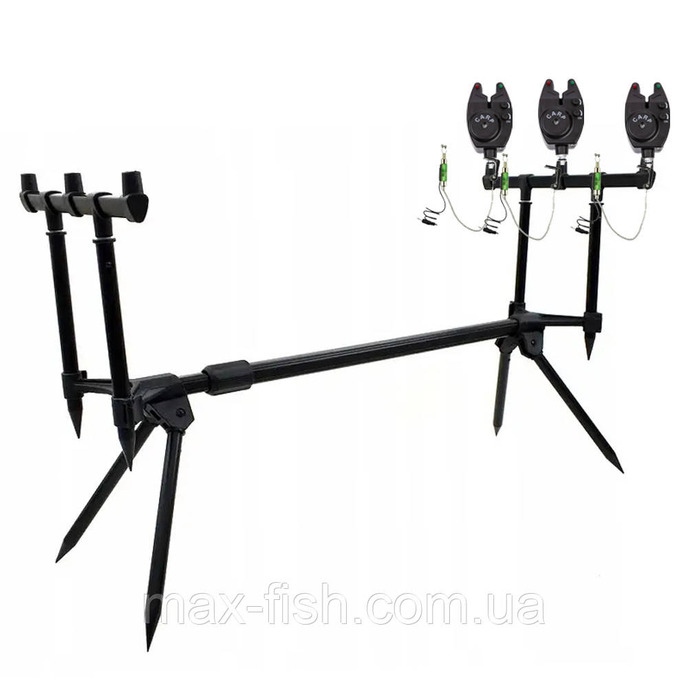 Набір Рід-під Rumpol на 3 вудилища 3 Сигналізатора RMP Carp Свінгер Shark Carp Зелений - 3шт, фото 1