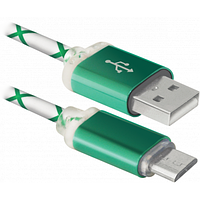 Новинка Дата кабель USB08-03LT USB - Micro USB, GreenLED backlight, 1m Defender (87557) !