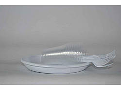 Набір одноразового посуду (на 10 персон) (тарілка,виделка,склянка) ТМ PLASTIMIR