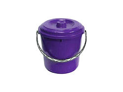 Відро пл. харчове 10л з кришкою та мірною шкалою фіолетове ТМ ПРОМСАНТЕХПЛАСТ