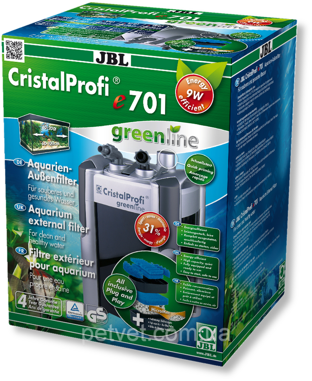Зовнішній фільтр JBL CristalProfi e 701 greenline (акваріум до 200 л)
