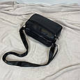 Шкіряна чоловіча сумка барсетка на широкому текстильному ремінці С05-КТ-4022 Чорна, фото 5