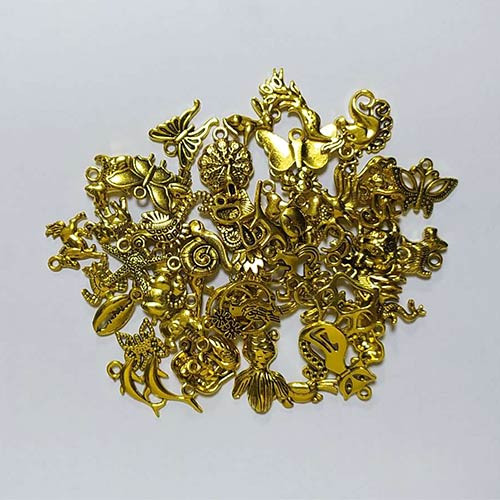 Набір підвісок металевих 50шт, шарми шармики, Тварини, золото, фото 1