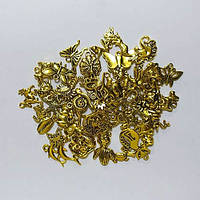 Набір підвісок металевих 50шт, шарми шармики, Тварини, золото