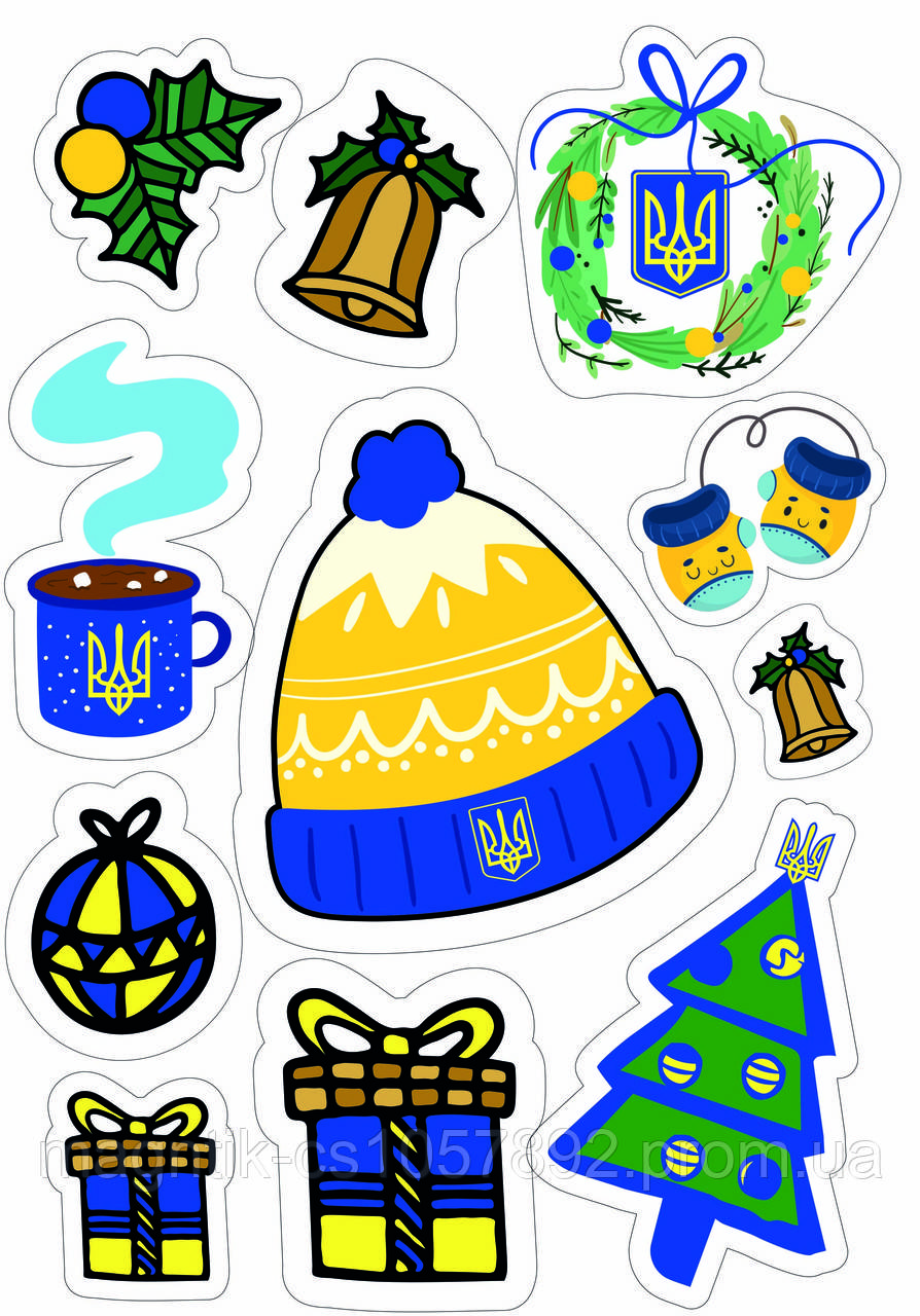 Наклейка новорічна А4 Шапка