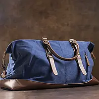 Стильная дорожная сумка из прочной ткани для поездок и занятий спортом синяя