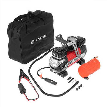 Компресор автомобільний 12 В, два циліндра 30 мм, INTERTOOL AC-0003