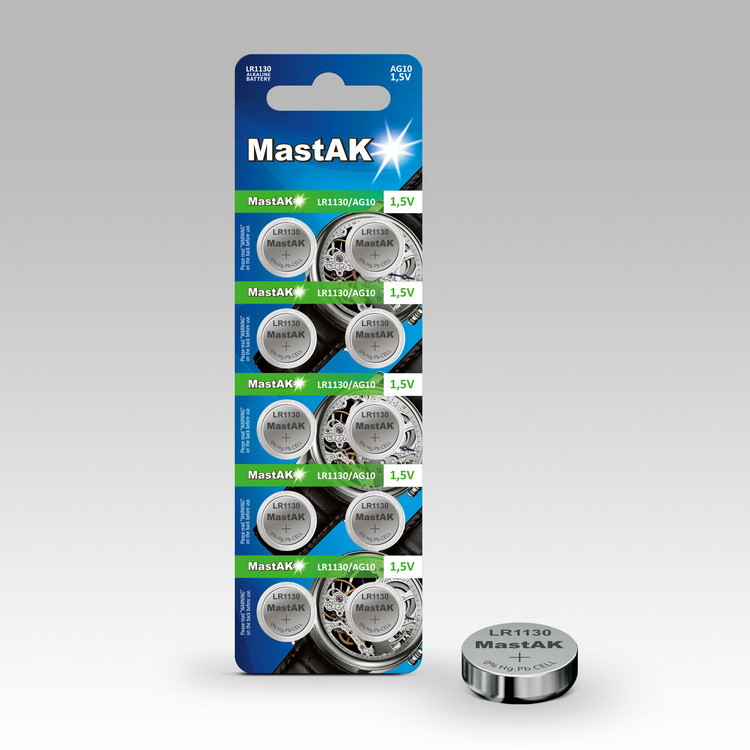 Часовая батарейка MastAK Alkaline G10/389/LR1130 (10шт) - фото 1 - id-p286687549