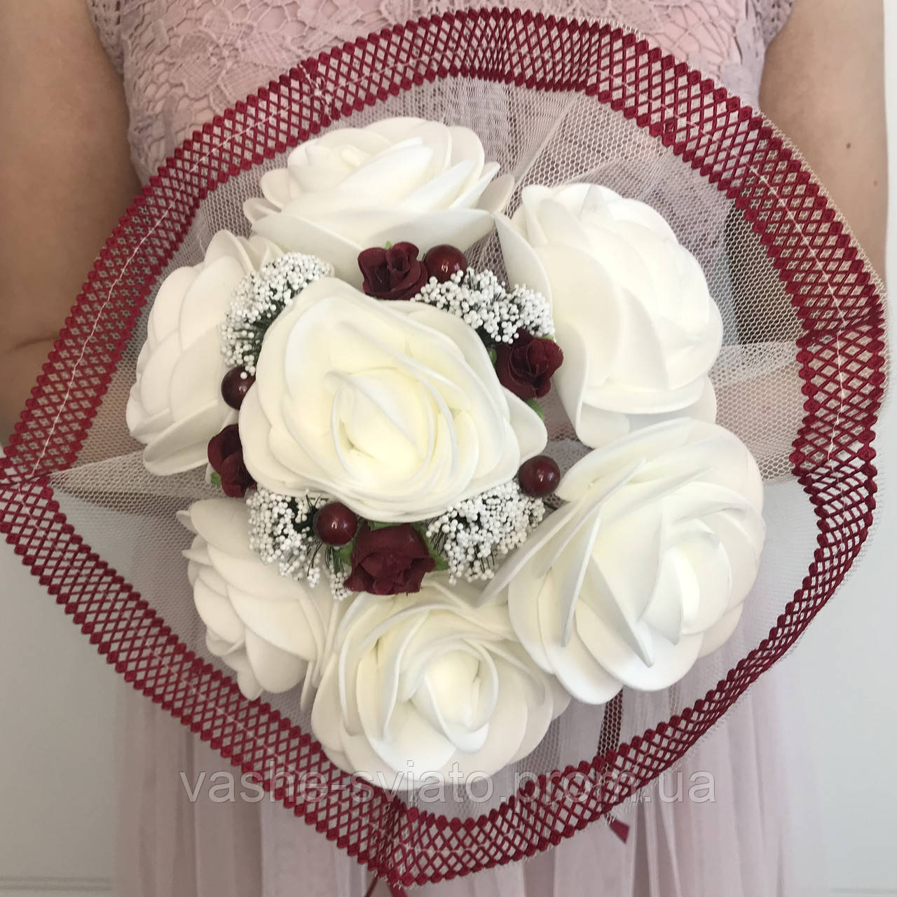 Весільний букет-дублер для нареченоі білого кольору