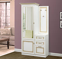 Передпокій Дора-3 корпус ДСП Білий, фасад МДФ біле золото 1110*2007*510 мм (Скай TM)