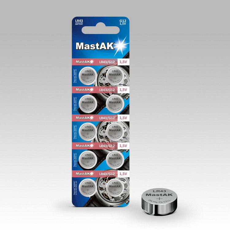 Часовая батарейка MastAK Alkaline G12/386/LR43 (10шт) - фото 1 - id-p286688075