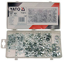 Набір Гайок 300шт DIN 934 M3, M4, M5, M6, M8, M10 Шестигранні Оцинковані YATO