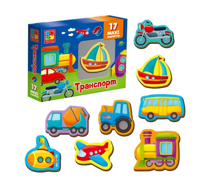 Набір магнітів Транспорт — Гра настільна Vladi Toys. Розвиваємо логіку та пам'ять