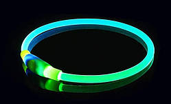 LED нашийник для собак з підсвіткою подвійний універсальний Синьо - зелений