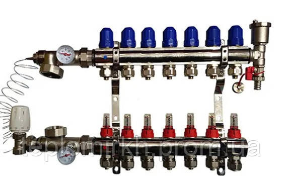 Коллектор Koer в Сборе на 7 Выходов (без Насоса) с Расходомерами и 1 ...