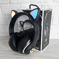 Бездротові Bluetooth навушники для дітей AKS-28 з котячими світними вушками LED RGB-підсвіткою