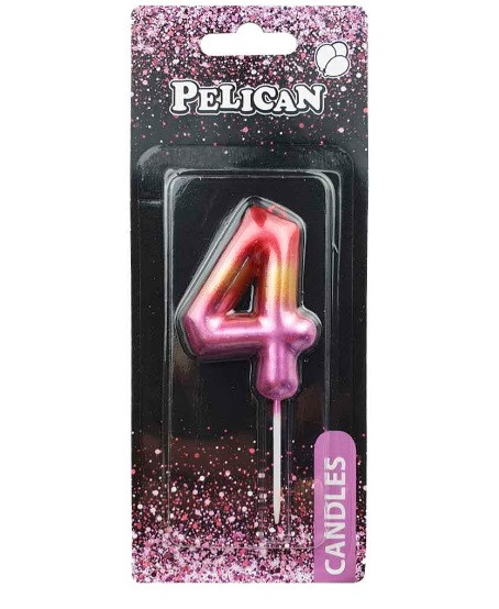 Свічка для торта "4" омбре 6см, фото 1