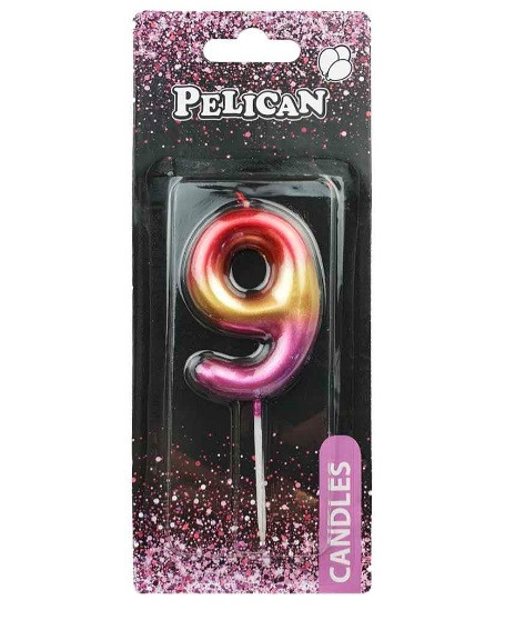 Свічка для торта "9" омбре 6см, фото 1