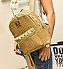 Жіночий плетений міні рюкзак з золотистими шипами, рюкзачок золотий прогулянковий(BRT), фото 3