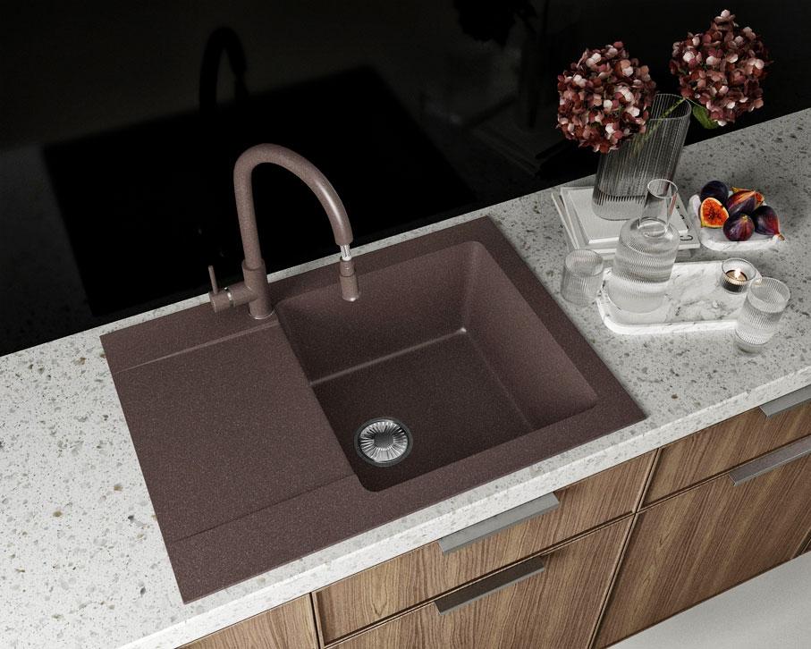 ГРАНІТНА МИЙКА ASKANIA «GLORI» КОРИЧНЕВИЙ, фото 1