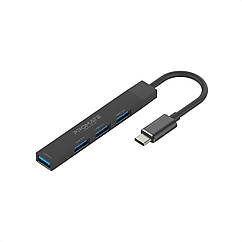 USB-С Promate LiteHub-4 3xUSB 2.0 + USB 3.0 Black